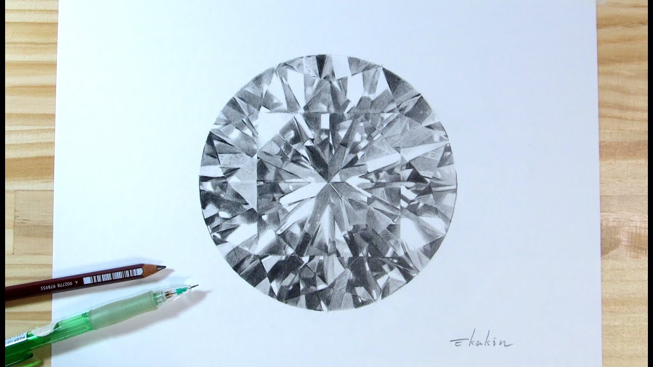 ダイヤモンドの絵をリアルに描いてみた Drawing And Painting Diamond Youtube