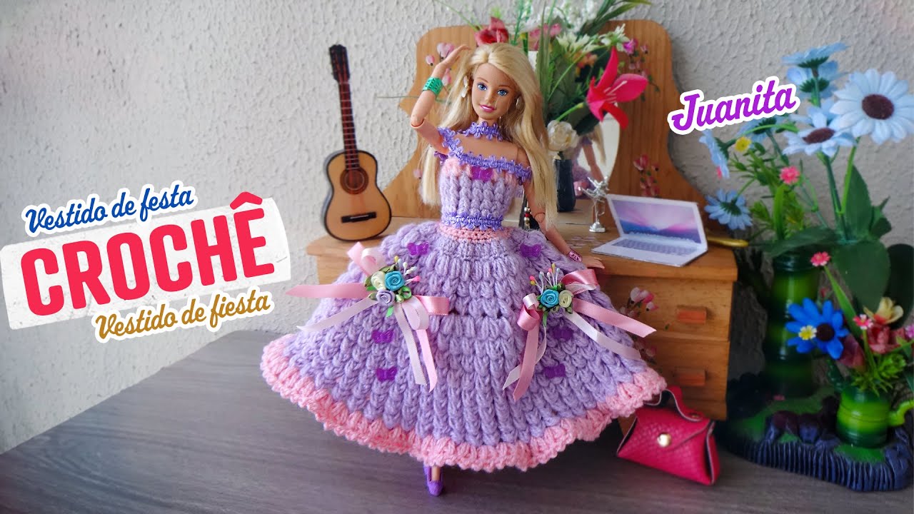 Crochet bride/wedding dress for Barbie (Portuguese/Spanish