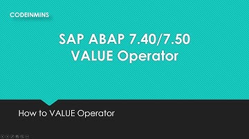 SAP ABAP 7.40/7.50- new syntax - Value Operator
