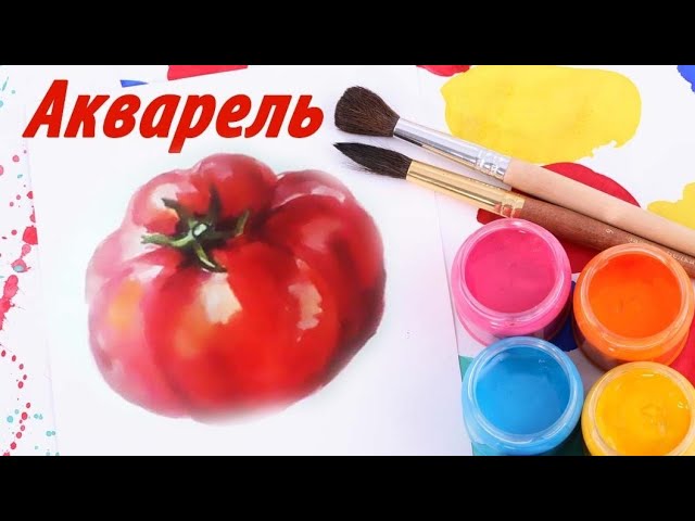 Как рисовать акварелью. Помидор.