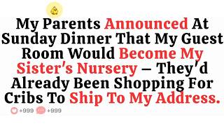 My Parents Announced At Sunday Dinner That My Guest Room Would Become My Sister's
