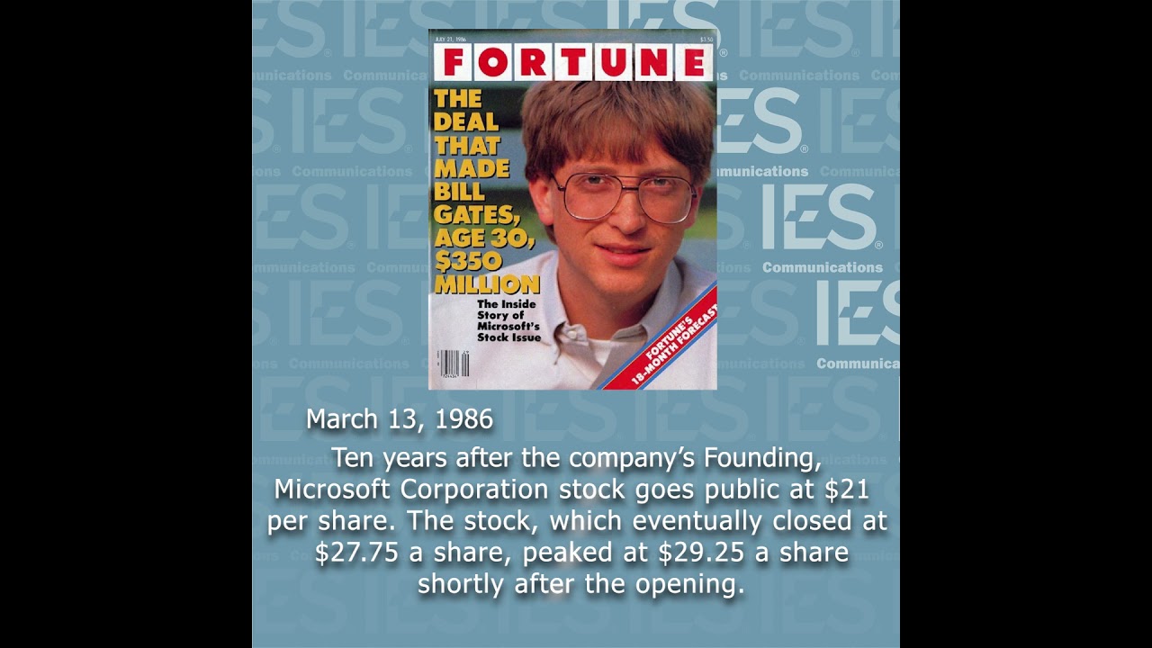 March 13, 1986 Microsoft goes public YouTube