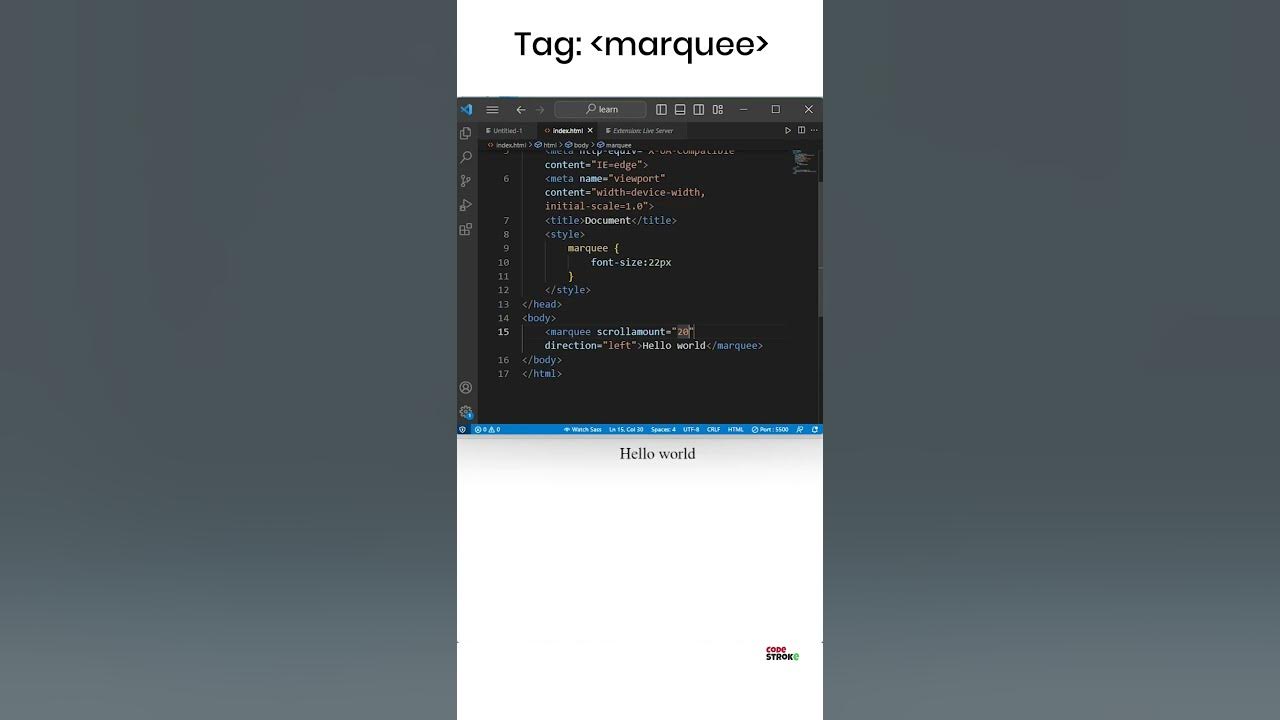 Marquee tag attributes youtube