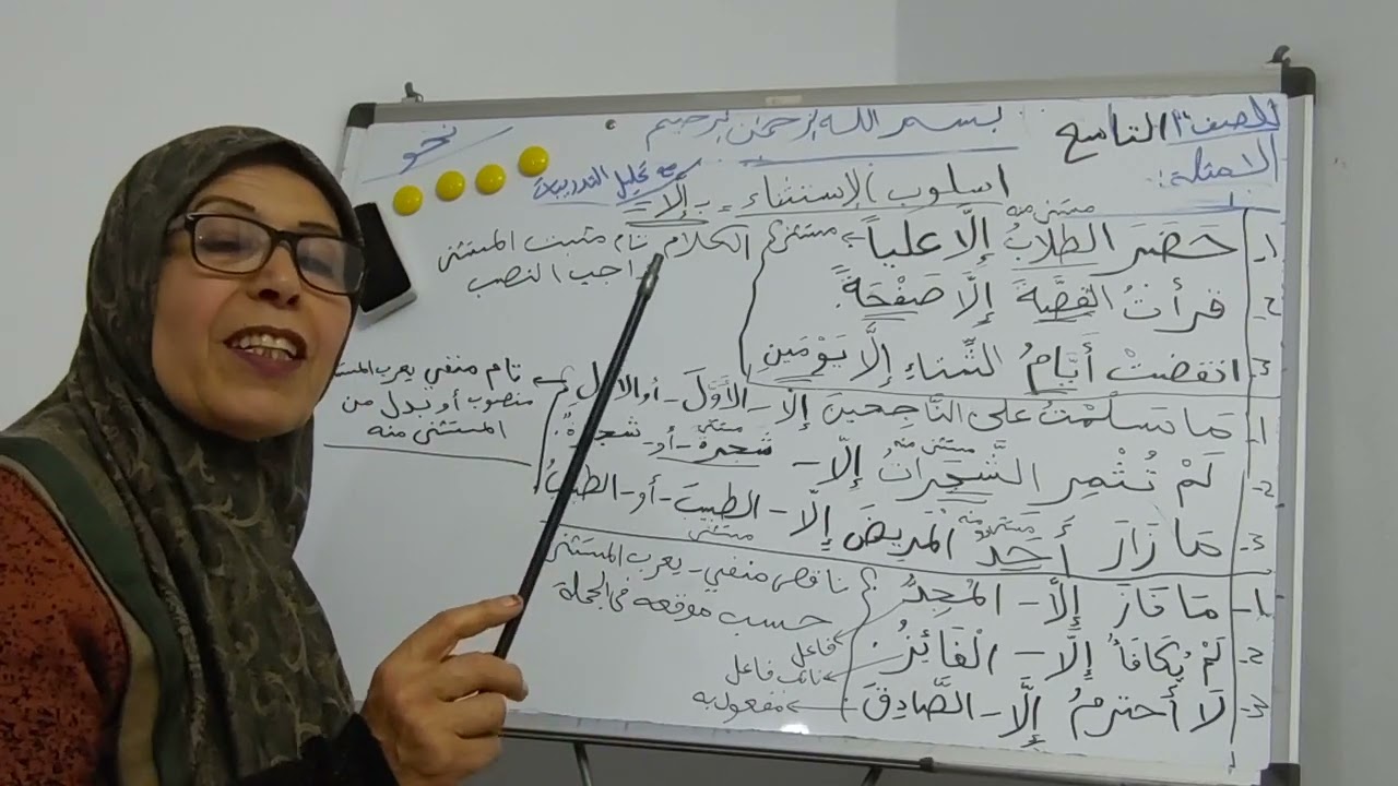 أسلوب الاستثناء للصف التاسع الجزء الأول