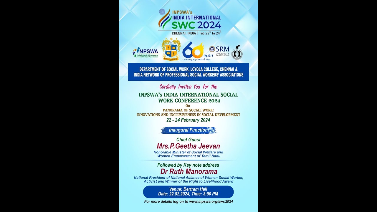 INPSWA's INDIA INTERNATIONAL SOCIAL WORK CONFERENCE 2024 YouTube