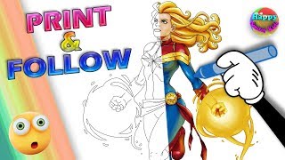 PRINTABLE COLORING FOR KIDS 🔵🔶🔴CAPTAIN MARVEL, avengers coloring pages