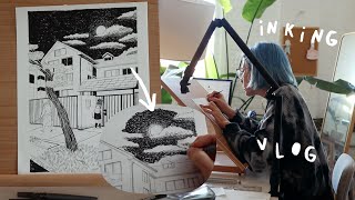 inking pages for my graphic novel ✦ art studio vlog