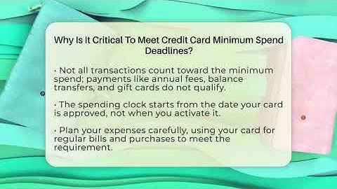 Why Is It Critical To Meet Credit Card Minimum Spend Deadlines? - Points and Perks Channel