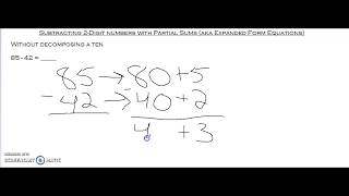 Subtracting 2-Digit Numbers with Partial Sums Part 2 (aka Expanded Form Equations)