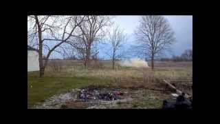 3lbs of tannerite and a push mower
