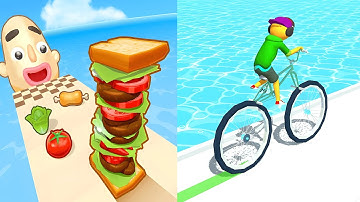 Sandwich Run VS Big Bike - All Levels SpeedRun Gameplay Android iOS Ep1