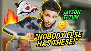 “Nobody Else Has These!” Jayson Tatum Shows Off His RAREST Sneakers! Jordan Exclusives & Customs 😱