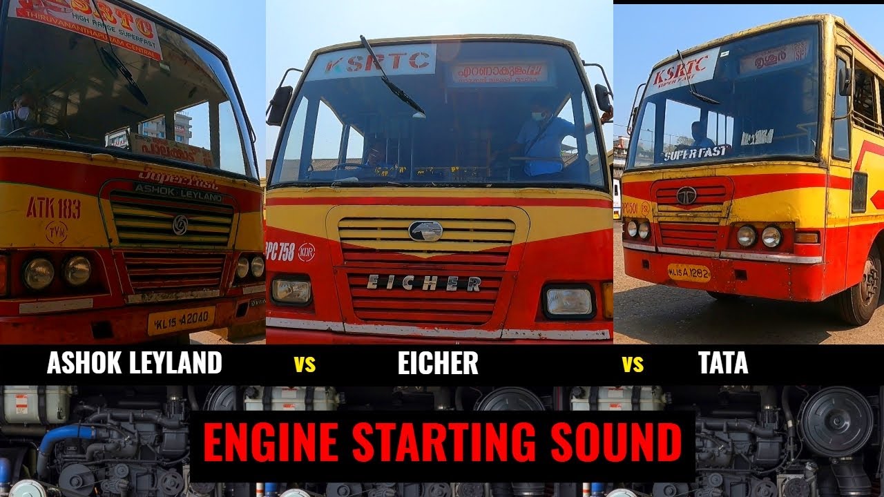 ksrtc bus starting sound Ashok leyland vs Eicher vs TATA 🔥🔥😍 YouTube