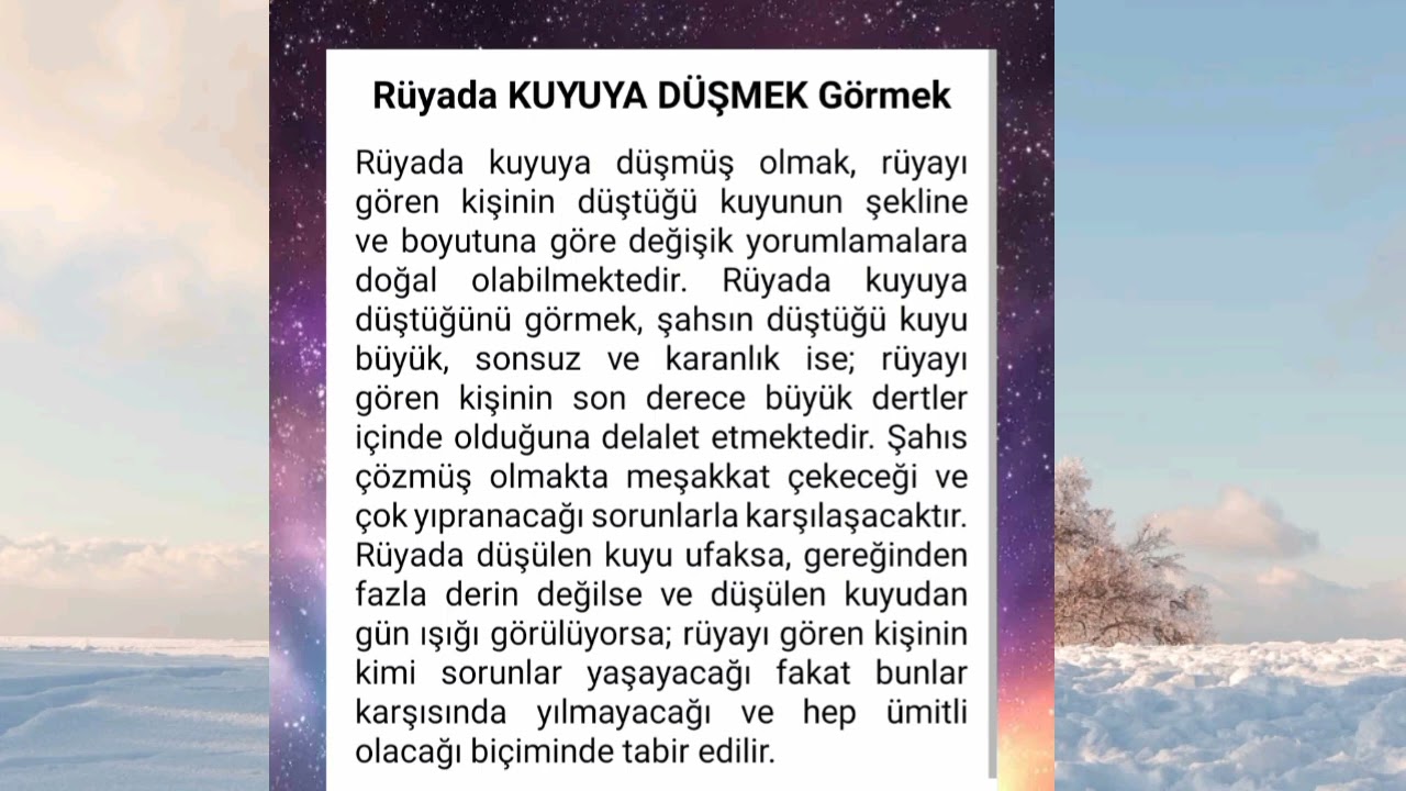 rüyada kuyuya düşmek - YouTube