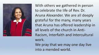 Formation, Nurture and Justice Team Report and Tribute to Rev. Aruna Alexander