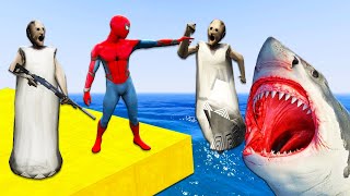 Spiderman vs Granny - Shark Battle in the Sea #2 - Funny Horror Animation COMMENTARY