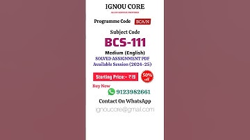 BCS 111 Solved Assignment PDF 2024-25 in English, BCA/ N program BCS-111 Solved assignments