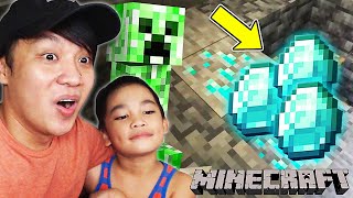 Nakahanap na kami ng DIAMONDS! Kaso may Creeper na EPAL 🤣 | Ama at Anak Minecraft - Episode 2