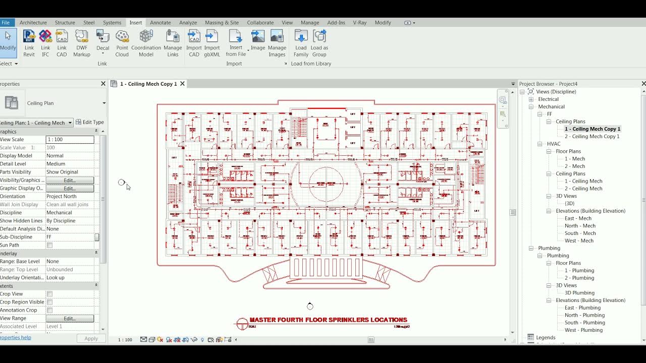 Linking AutoCAD File to Revit Creating Sprinkler Layout in Revit