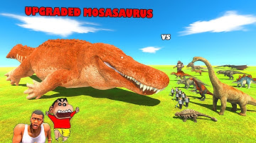 Upgrading Noob Mosasaurus into GIANT HACKER MOSASAURUS in Animal Revolt Battle Simulator | SHINCHAN