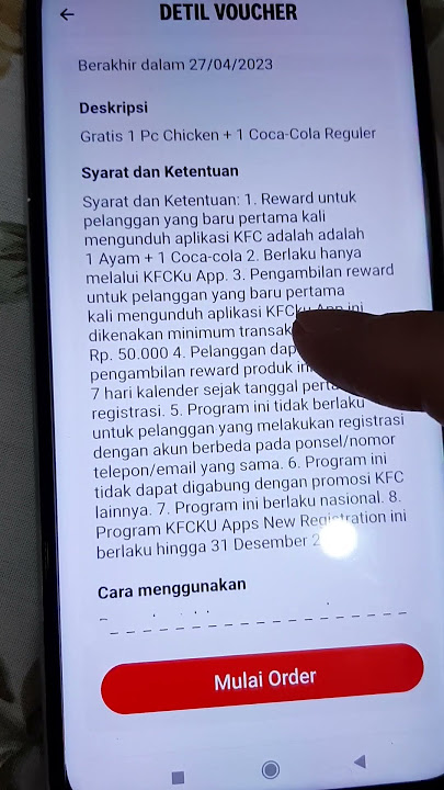 voucher registrasi baru aplikasi kfcku gambarnya kyknya dada, dptnya drumstik