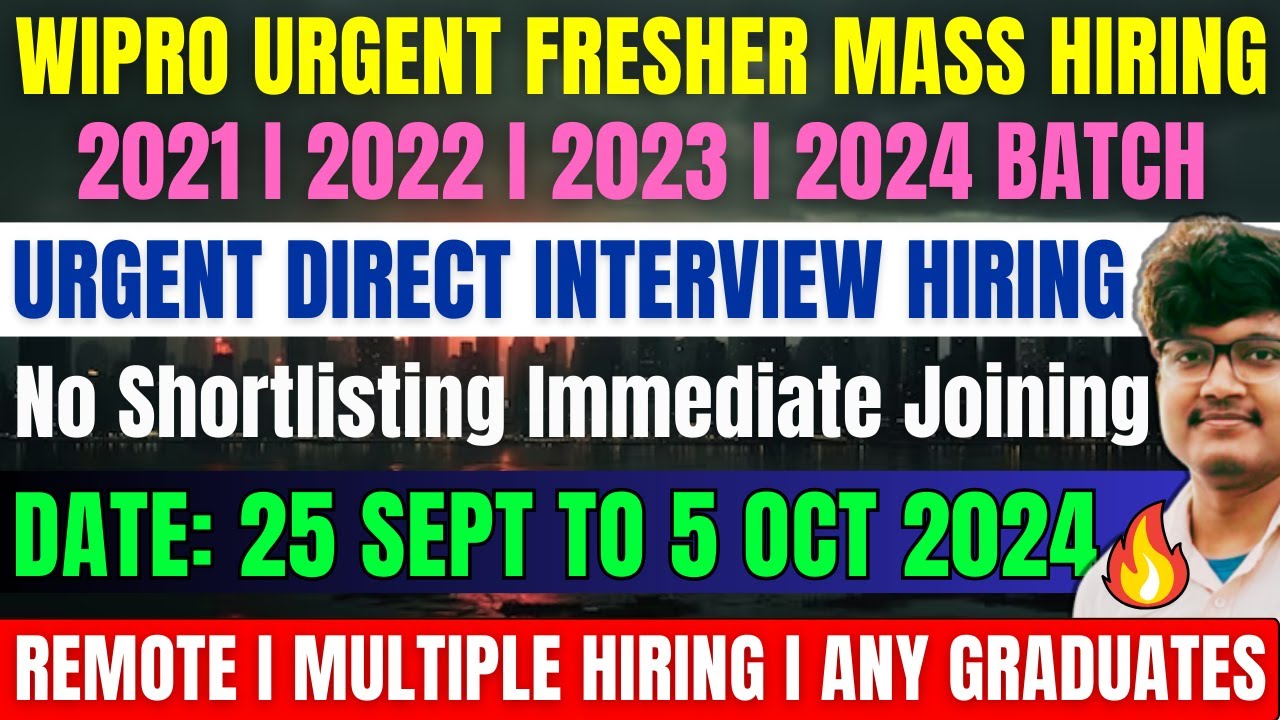 Wipro Urgent New Mass Hiring Announced For 2024-2020 Batch | No ...