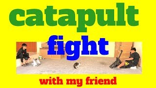 catapult fight video trial catapults mangonel simple elastic trebuchet torsion twisted rope battle by Deep Patel dj patel made it for a 