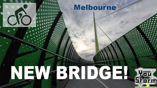 New Melbourne green cycling bridge, route from the sea hyperlapse