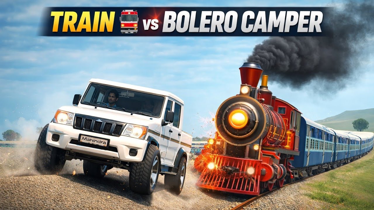 INDIAN VEHICLES SIMULATOR 3D – NEW UPDATE 2026 🔥🤯💥 Train 🚂 Vs Bolero Camper | FULL STUNT CHALLENGE💯