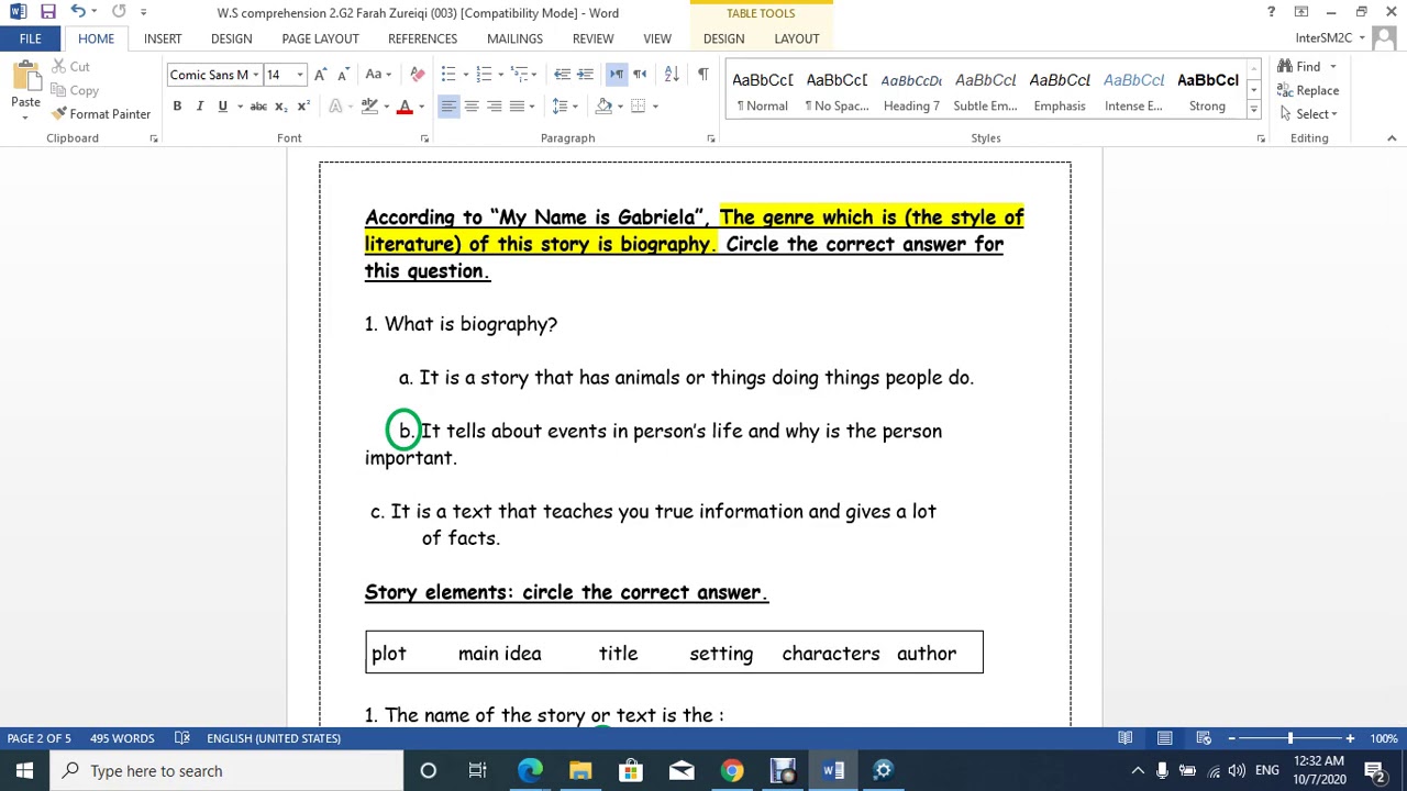 my-name-is-gabriela-comprehension-worksheet-answers-youtube