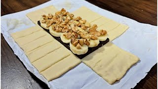 Easy and quick dessert in 5 minutes!🫠Only with puff pastry and chocolate! They disappear in 1 minute