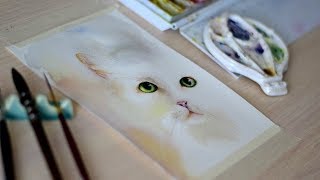 Мастер-класс #55 Котик акварелью тремя цветами.