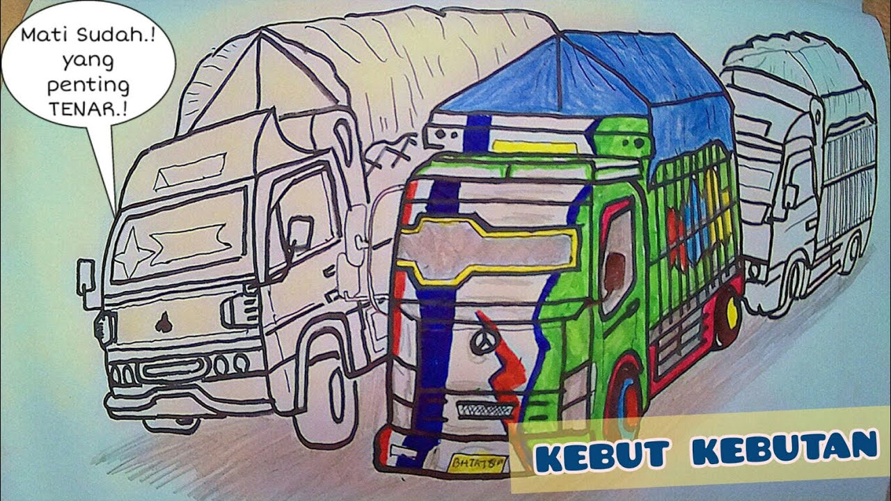 Menggambar Mobil Truk Oppa Muda Muatan Sawit Oleng Boss Ku