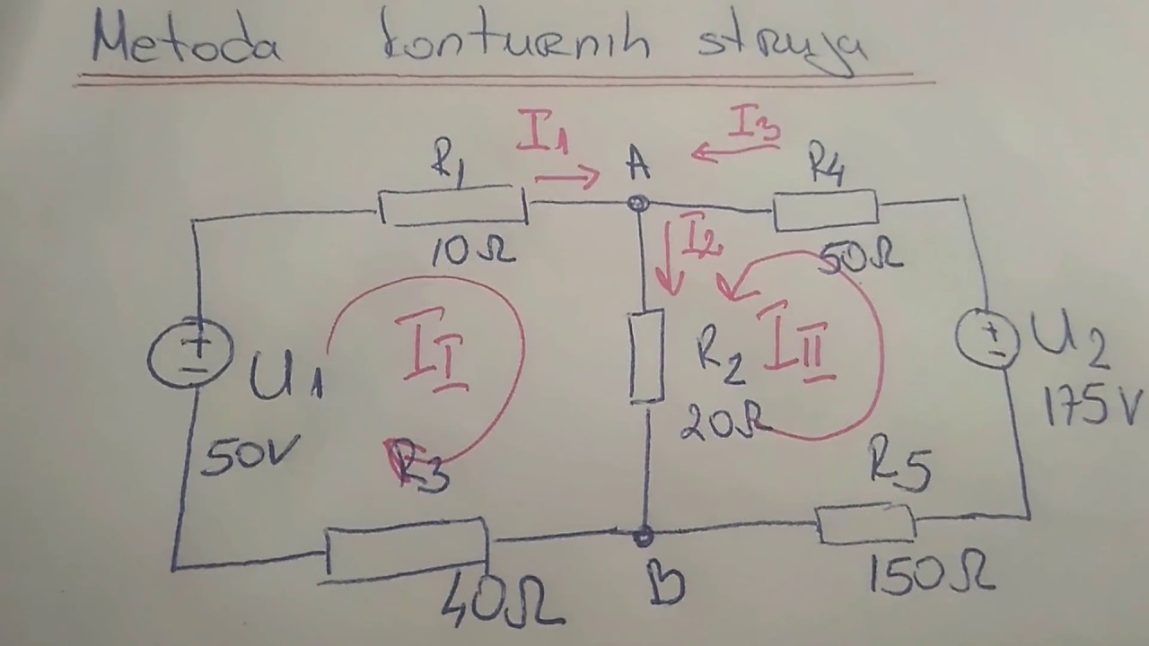 Metoda konturnih struja - primjer 1