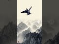【禅】Freedom. 心が自由になる、燕の飛翔。「雲海飛燕之図」（うんかいひえんのず） Motion Sumi-e Art  #Zen #art
