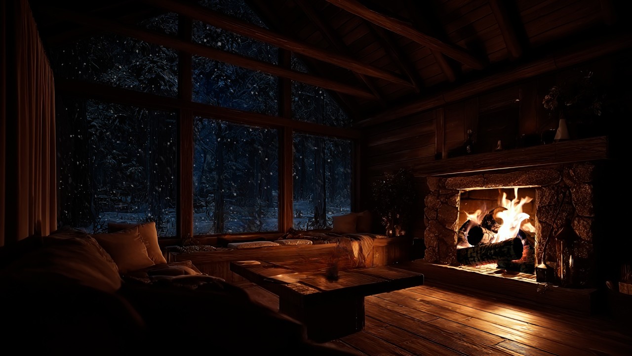 Gentle Winter Piano Melodies | Relaxing Snowfall and Fireplace Ambience ...