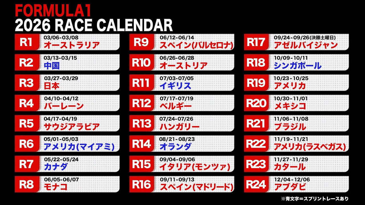 THE GRAND PRIX 2026 カレンダー 12個 2026年 F1カレンダー〜 - YouTube