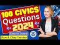 2024 EASY Answer Slow USCIS Official 100 Civics Questions and Answers US Citizenship Interview 2024