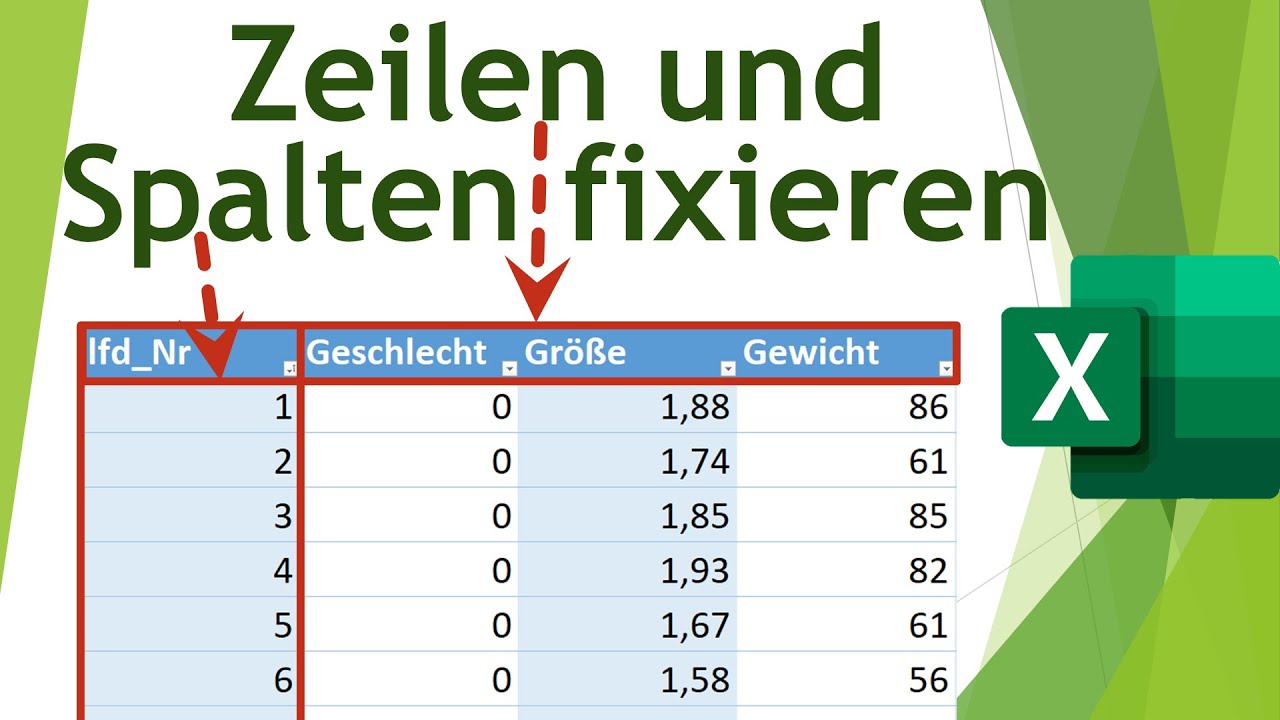 Zeilen und Spalten in Excel fixieren