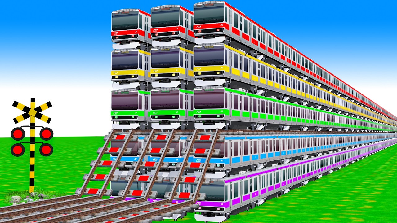 踏切アニメ】変形する列車 5 TRAIN 🚦 Fumikiri 3D Railroad Crossing