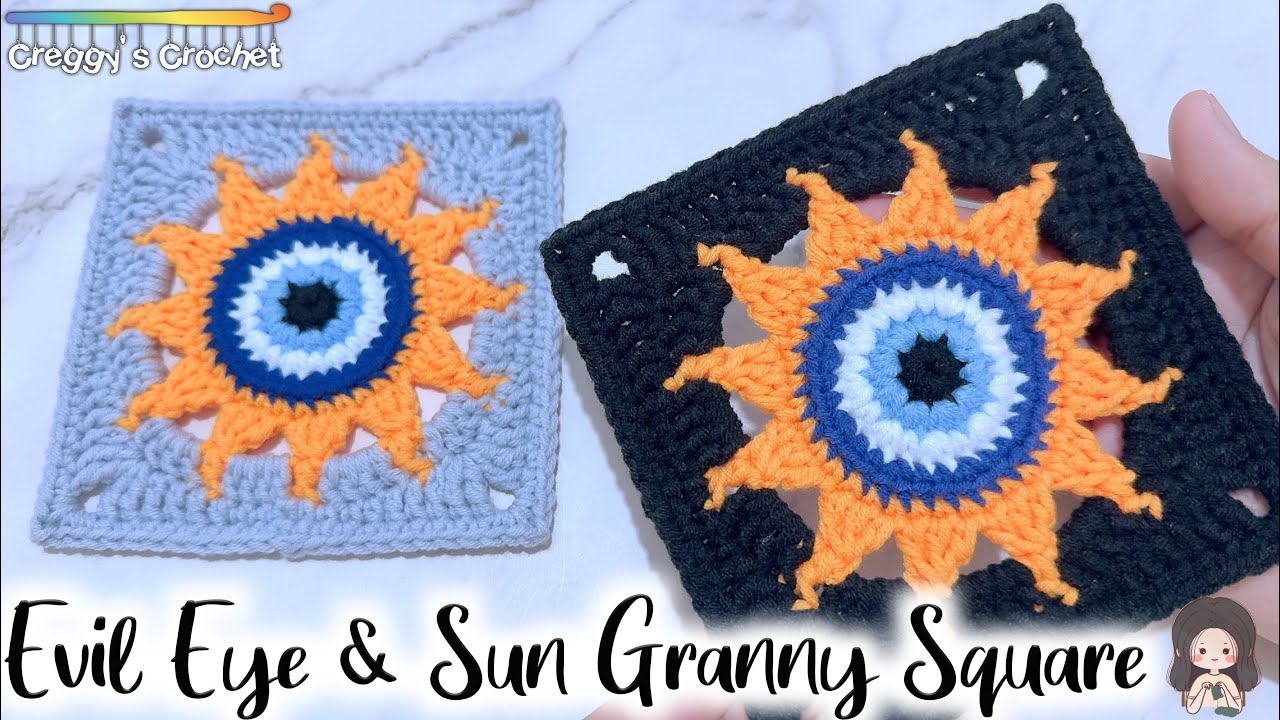 CROCHET “Evil Eye & Sun” Granny Square | Tutorial