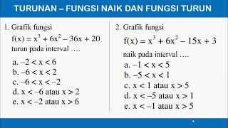 Dua soal menentukan interval fungsi naik dan turun