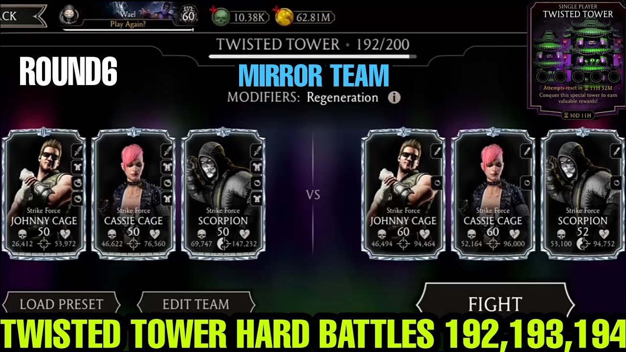 MIRROR TEAM GAMEPLAY | Twisted Tower Hard Battles 192,193,194 Fights + Rewards