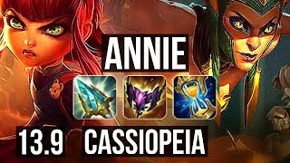 ANNIE vs CASSIO (MID) | Rank 8 Annie, 300+ games, 13/5/14 | TR Grandmaster | 13.9