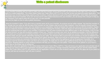 How to : Write a patent disclosure