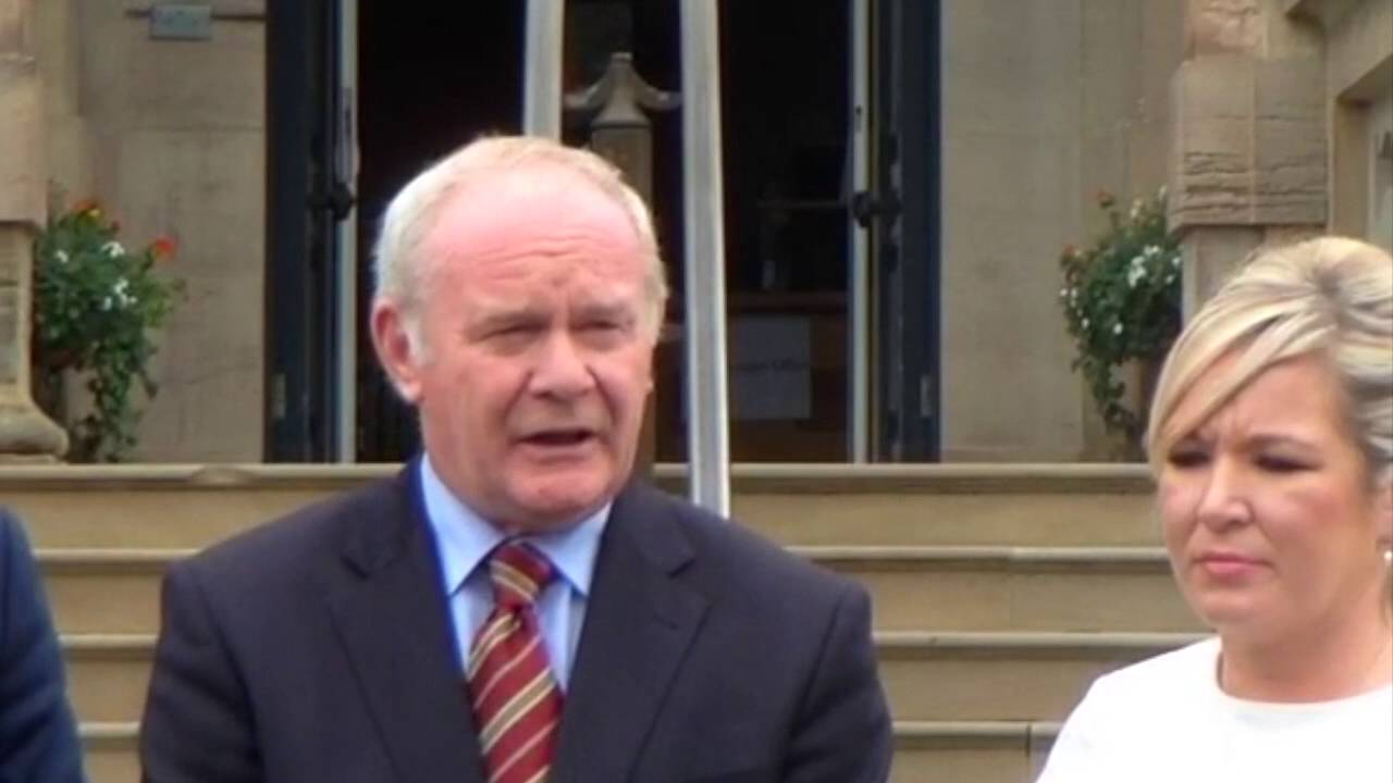 Martin McGuinness at Stormont Castle after meetings with Prime Minister