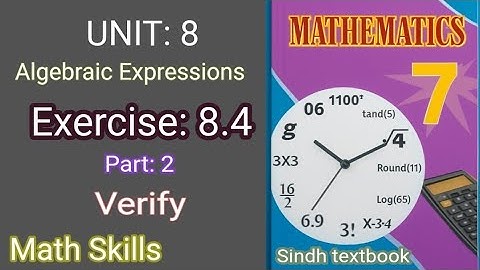 Class 7 Math | Unit 8 Algebraic Expressions | Exercise 8.4 Part 2 | Verification | Math Skills