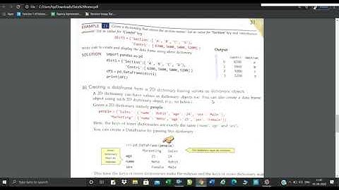 Class12#IP# Creating Data frame using 2D Dictionary