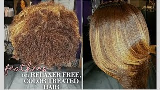 Feathers on Relaxer Free, Color Treated Hair