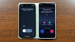 Apple iPhone 11 & Samsung S21 FE Google Duo Group Incoming Call from Email Caller ID. iOS vs Android screenshot 4